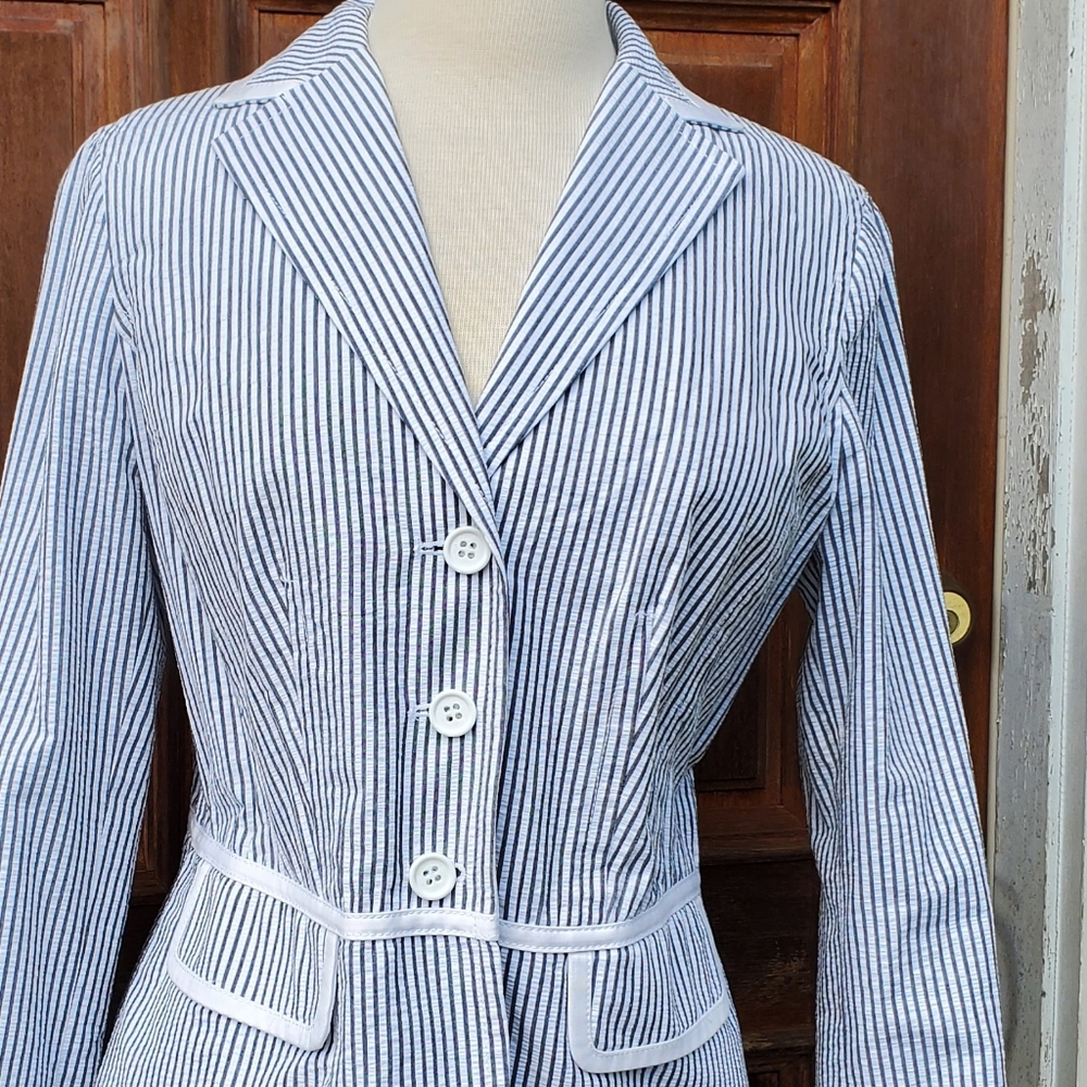 Liz Claiborne Seersucker Blazer sz 8 - Picture 3 of 5